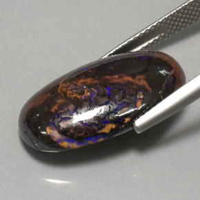 Opale boulder naturale multicolore da 12,97 ct, taglio ovale, opaco