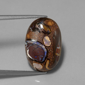 Opale boulder naturale multicolore da 9,28 ct, taglio ovale, opaco