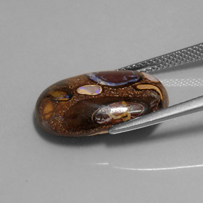 Opale boulder naturale multicolore da 9,28 ct, taglio ovale, opaco