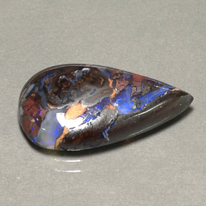 Opale boulder naturale multicolore da 9,16 ct, taglio a pera, opaco