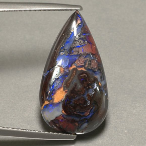 Opale boulder naturale multicolore da 9,16 ct, taglio a pera, opaco
