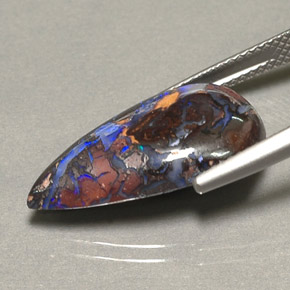 Opale boulder naturale multicolore da 9,16 ct, taglio a pera, opaco