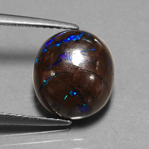 Opale boulder naturale multicolore da 5,30 ct, taglio ovale, opaco