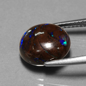 Opale boulder naturale multicolore da 5,30 ct, taglio ovale, opaco