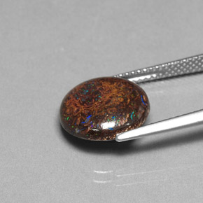 Opale boulder naturale multicolore da 4,97 ct, taglio rotondo, opaco