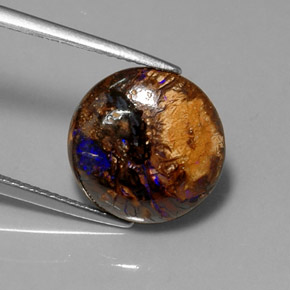 Opale boulder naturale multicolore da 7,07 ct, taglio rotondo, opaco