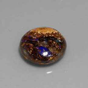 Opale boulder naturale multicolore da 7,07 ct, taglio rotondo, opaco