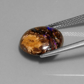 Opale boulder naturale multicolore da 7,07 ct, taglio rotondo, opaco