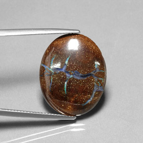 Opale boulder naturale multicolore da 11,05 ct, taglio ovale, opaco