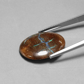 Opale boulder naturale multicolore da 11,05 ct, taglio ovale, opaco