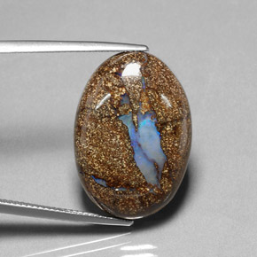 Opale boulder naturale multicolore da 20,02 ct, taglio ovale, opaco