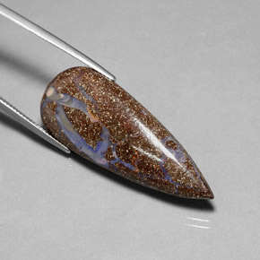 Opale boulder naturale multicolore da 26,52 ct, taglio a pera, opaco