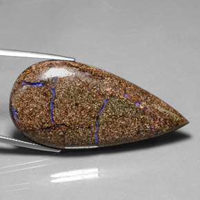 Opale boulder naturale multicolore da 52,57 ct, taglio a pera, opaco