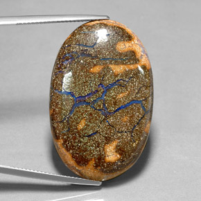 Opale boulder naturale multicolore da 30,86 ct, taglio ovale, opaco