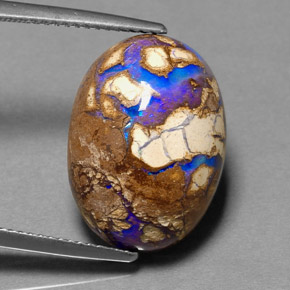 Opale boulder naturale multicolore da 11,68 ct, taglio ovale, opaco