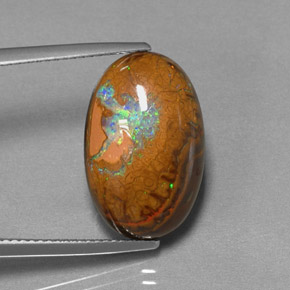 Opale boulder naturale multicolore da 11,39 ct, taglio ovale, opaco