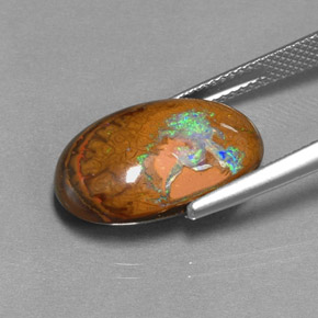 Opale boulder naturale multicolore da 11,39 ct, taglio ovale, opaco
