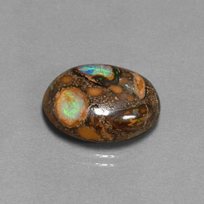 Opale boulder naturale multicolore da 8,41 ct, taglio ovale, opaco