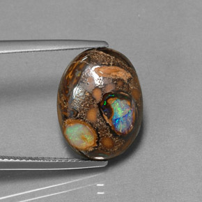 Opale boulder naturale multicolore da 8,41 ct, taglio ovale, opaco