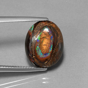 Opale boulder naturale multicolore da 7,70 ct, taglio ovale, opaco