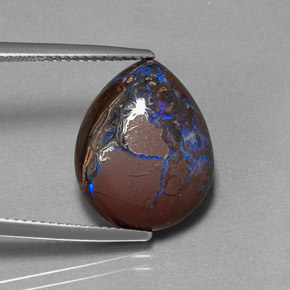 Opale boulder naturale multicolore da 10,37 ct, taglio a pera, opaco