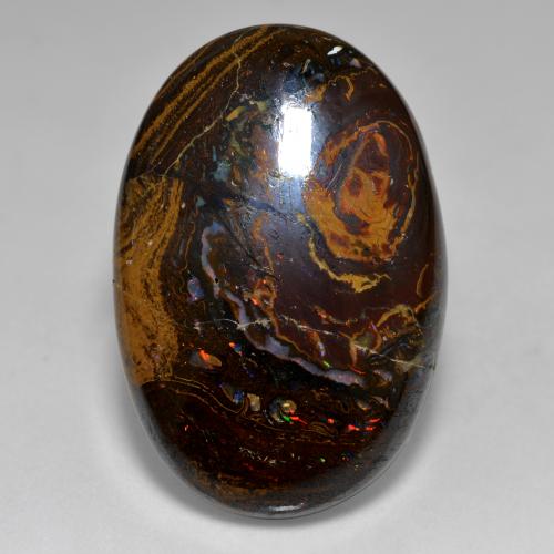 Opale boulder naturale multicolore da 33,36 ct, taglio ovale, opaco