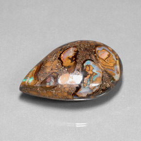 Opale boulder naturale multicolore da 36,80 ct, taglio a pera, opaco