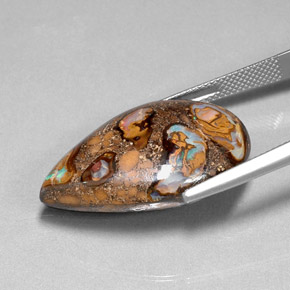Opale boulder naturale multicolore da 36,80 ct, taglio a pera, opaco