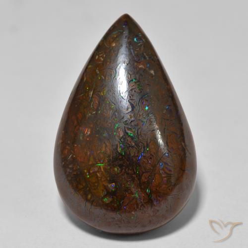 Opale boulder naturale multicolore da 20,74 ct, taglio a pera, opaco