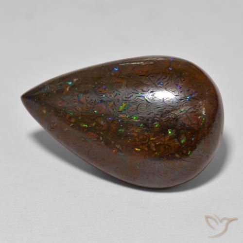 Opale boulder naturale multicolore da 20,74 ct, taglio a pera, opaco