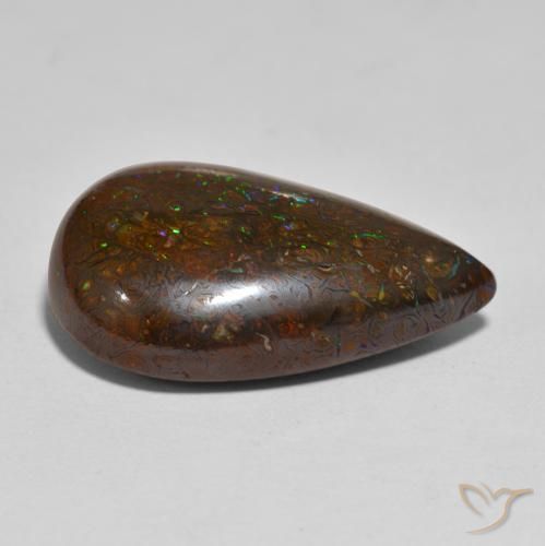 Opale boulder naturale multicolore da 20,74 ct, taglio a pera, opaco