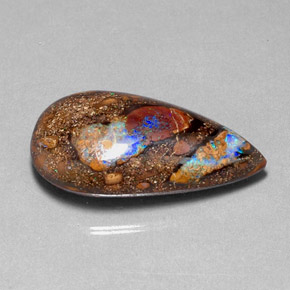 Opale boulder naturale multicolore da 24,40 ct, taglio a pera, opaco