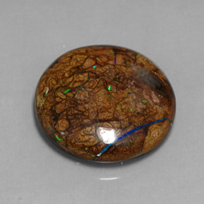 Opale boulder naturale multicolore da 16,69 ct, taglio rotondo, opaco