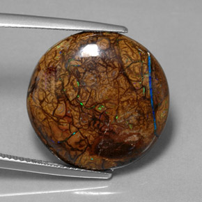 Opale boulder naturale multicolore da 16,69 ct, taglio rotondo, opaco