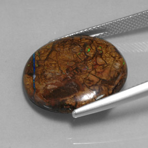 Opale boulder naturale multicolore da 16,69 ct, taglio rotondo, opaco