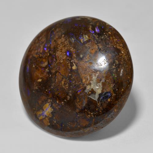 Opale boulder naturale multicolore da 23,48 ct, taglio rotondo, opaco