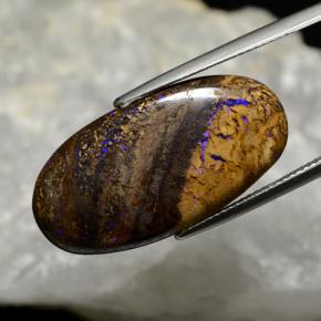 Opale boulder naturale multicolore da 17,33 ct, taglio ovale, opaco