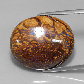 Opale boulder naturale multicolore da 34,21 ct, taglio ovale, opaco