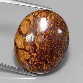 Opale boulder naturale multicolore da 34,21 ct, taglio ovale, opaco