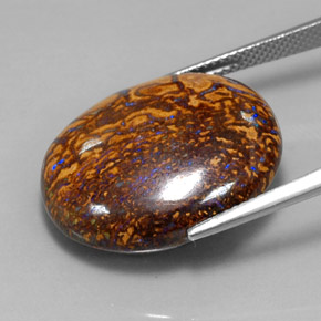 Opale boulder naturale multicolore da 34,21 ct, taglio ovale, opaco