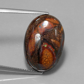 Opale boulder naturale multicolore da 18,34 ct, taglio ovale, opaco