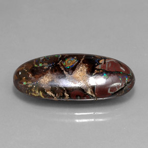 Opale boulder naturale multicolore da 19,54 ct, taglio ovale, opaco