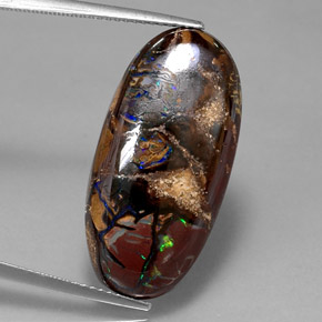 Opale boulder naturale multicolore da 19,54 ct, taglio ovale, opaco