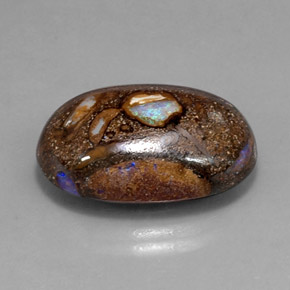 Opale boulder naturale multicolore da 20,82 ct, taglio ovale, opaco