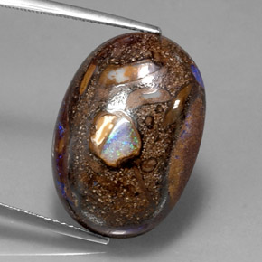 Opale boulder naturale multicolore da 20,82 ct, taglio ovale, opaco