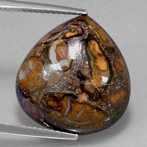 Opale boulder naturale multicolore da 18,14 ct, taglio a pera, opaco