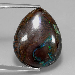 Opale boulder naturale multicolore da 16,29 ct, taglio a pera, opaco