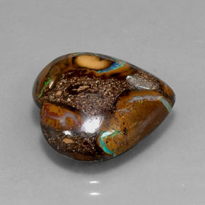 Opale boulder naturale multicolore da 14,96 ct, a forma di cuore, opaco