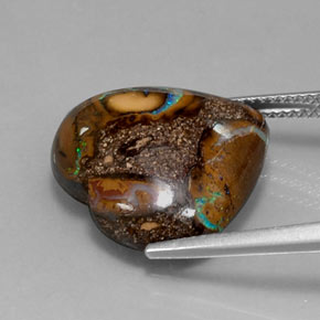Opale boulder naturale multicolore da 14,96 ct, a forma di cuore, opaco