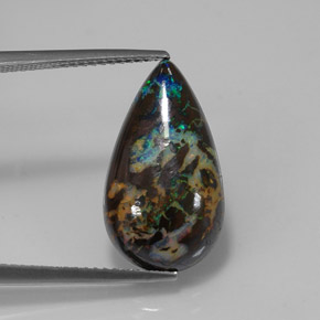 Opale boulder naturale multicolore da 7,90 ct, taglio a pera, opaco